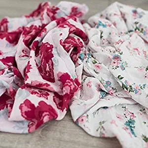 GRACED SOFT LUXURIES 2 Pack Softest Bamboo Muslin Swaddle Blankets for Baby 70% Bamboo 30% Cotton XL 47"x 47" (Floral Garden)