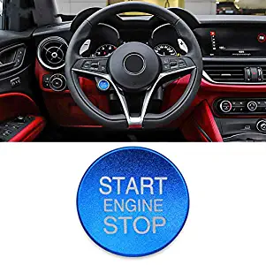 Aluminum Alloy Engine Start Stop Button Cover Trim Decoration Ignition Switch Button Cover Sticker for Alfa Romeo Giulietta Stelvio Mito 147 156 159 166 (Blue)