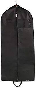 Bags for Less Suit and Dress Cover Garment Bag Black for Travel Carry On and Clothing Storage Closet Hanging Carrier 26 inch x 60 inch with 5 inch Gusset Folding with Carry Handles