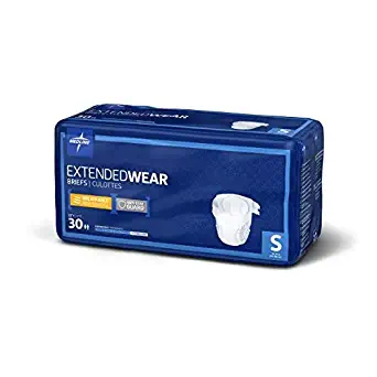 Medline Extended Wear Overnight Adult Briefs with Tabs, Maximum Highest Absorbency Adult Diapers, Large (60 Count)