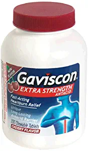 Gaviscon Antacid, Extra Strength, Cherry, Chewable Tablets, 100 chewable tablets (Pack of 2)