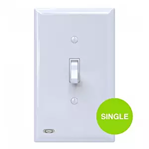 Single SnapPower SwitchLight - Light Switch Cover Plate With Built-In LED Night Light - Add Ambience Lighting To Your Home In Seconds - (Toggle, White)