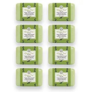 Bisous de Provence French Soap, Green Tea The Vert Triple Milled Soap enriched with Shea Butter, 100% Pure Vegetable Based, Made in France, Paraben Free 8 x 7 oz (200g) Value Pack