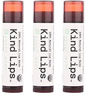 Kind Lips Organic Lip Balm Set | Sweet Mint | Certified Organic Coconut Oil, Jojoba, Beeswax | Gluten Free, Cruelty Free | 100% Soothing Natural Ingredients | 3 Pack
