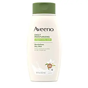 Aveeno Daily Moisturizing Yogurt Body Wash for Dry Skin with Soothing Oat & Vanilla Scent, Gentle Body Cleanser, 18 fl. Oz (Pack of 3)