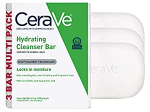 CeraVe Hydrating Cleanser Bar | 3 Pack (4.5 Ounce Each) | Soap-Free Body and Face Cleanser Bar | Fragrance Free and Non-Irritating