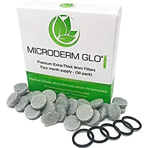 MINI Premium Extra-Thick 8mm Filters by Microderm GLO (30 pack) - Medical Grade Microdermabrasion Accessories with Patented Safe3D Technology, FDA Approved, Safe for All Skin Types.