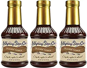 3 Pack Wyoming Sauce Co Premium Flamin' Gorge Chipotle Flavored Hot Sauce 16 Ounce, Rich Smokey Flavor a Little Spicy Fiery Heat, Great for Dipping, BBQ, Meat, Chili, Soup, Unique Gourmet Marinades