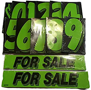 Vinyl Number & For Sale Decals 13 Dozen Car Lot Windshield Pricing Stickers (Black & Green)