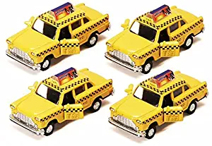 Old Fashion Yellow Checker NYC Diecast Taxicabs - Set of 4