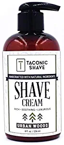 Taconic Shave Urban Woods Shave Cream, Pump Bottle, Ultra-Rich High Lather Formula, 8 oz. - Handcrafted in The USA