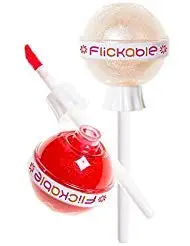 Flickable Luxe Lip Gloss Set of Two (Duo Pack) - Cruelty Free & Vegan, Gluten-Free, Leaping Bunny Certified, Non-GMO and Non-Sticky in Yummy Flavors (CU Clear & ROTFL Red Apple)