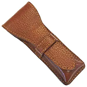 Parker Safety Razor, Genuine Leather Double Edge Safety Razor Protective/Travel Case - SADDLE BROWN