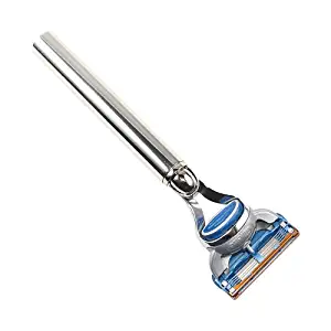 Parker's Gillette Fusion Compatible Razor with Extra Long Heavyweight Stainless Steel Handle - 5 Blade Technology for a Closer Shave - 1 Gillette Fusion Blade Included